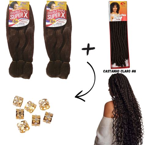 Kit Cabelo Jumbo Gypsy Braids Super Hiper X Tran As Box Braid Nina