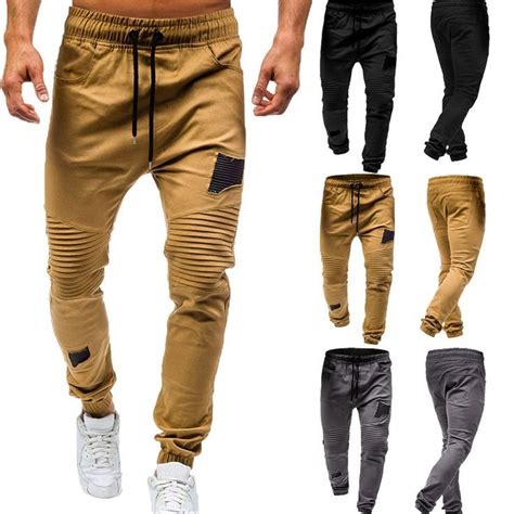 2019 Men Sweatpants Cotton Casual Pants Slim Fit Drawstring Overalls