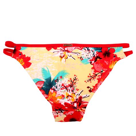 Relleciga Damen Bademode Bikini Unterteil Criss Cross Bottom Floral