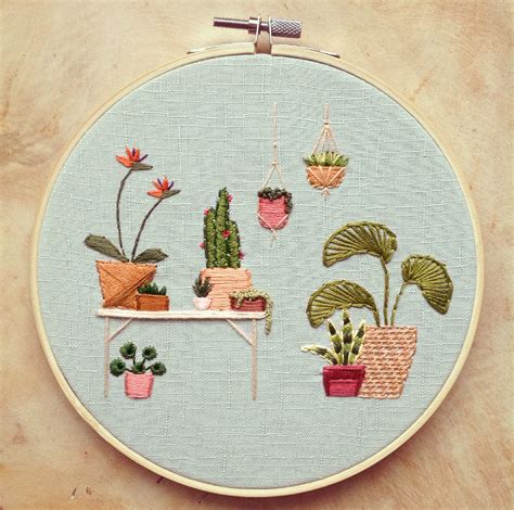 Botanic Plant Embroidery Hoop Art Handmade By SkylarDesign