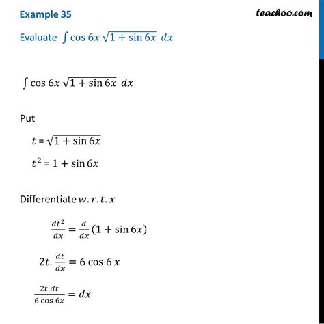 Example 35 Evaluate Integral Cos 6x Root 1 Sin 6x Dx