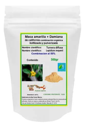 Maca + Damiana De California 500gr Combinados En Polvo | MercadoLibre