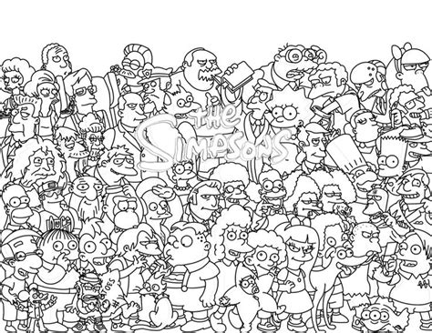 A Large Group Of Cartoon Characters Are Shown In This Black And White