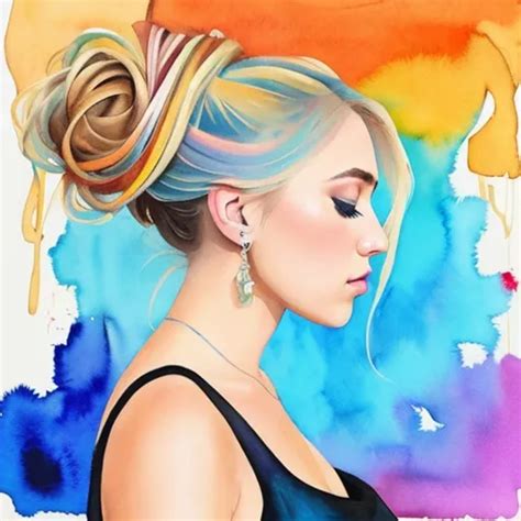 Dopamine Girl Masterpiece Watercolor And Pencil Painting Beautiful