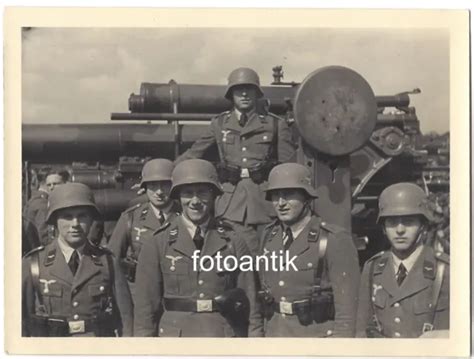 Foto Wk Soldaten Luftwaffe Flaksoldaten Cm Flak Uniform Stahlhelm