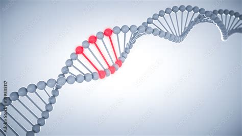 human dna with red glowing mutation genes scientific abstract white ...