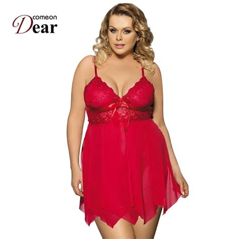 Aliexpress Buy Comeondear Red Lace And Bows Lingerie Babydoll