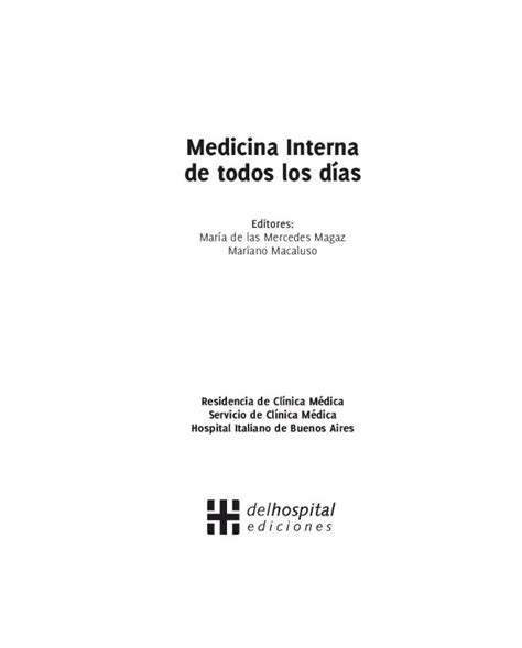 Pdf Medicina Interna De Todos Los D As Hospitalitaliano Org Ar