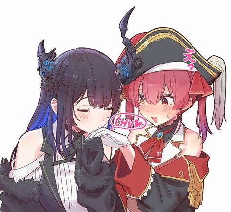 Safebooru 2girls A Ka Ascot Asymmetrical Horns Bare Shoulders Bicorne Black Choker Black Coat