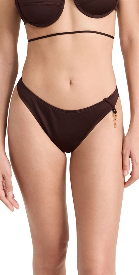 Jacquemus Le Bas De Maillot Signature Bikini Bottoms In Brown Modesens