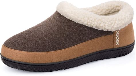 Ultraideas Mens Warm Memory Foam Slippers With Wool Like Collar