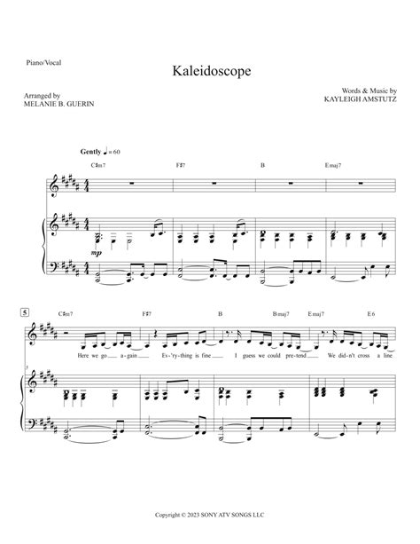 Kaleidoscope Arr Melanie B Guerin By Chappell Roan Sheet Music For Piano And Vocal At Sheet