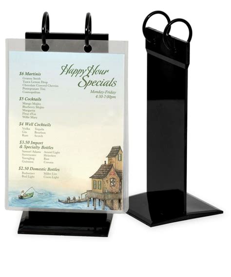 PVC Twin Ring Flip Stand Menu Holders Menu Cover Table Top Menu Holder