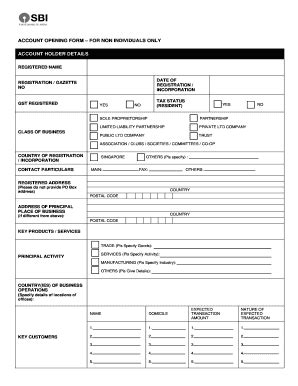 Fillable Online ACCOUNT OPENING FORM Final For Non Individuals Fax