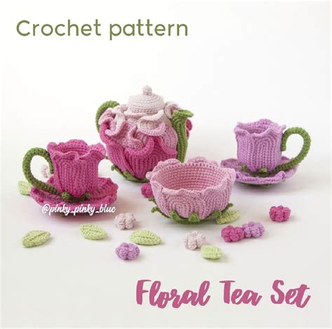 Floral Tea Set Crochet Pattern Etsy