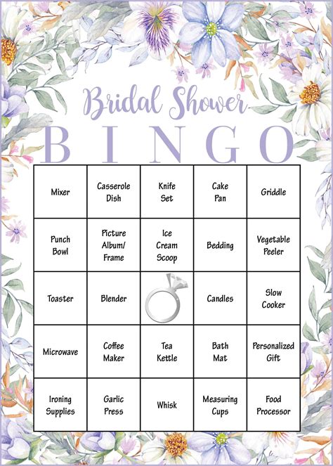 Bridal Shower Bingo Free Printable - Printable Word Searches