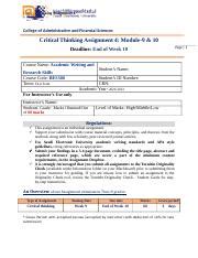 Res Assignment Iv Docx Critical Thinking Assignment College Of