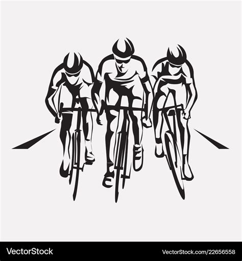 Cycling Race Stylized Symbol Outlined Cyclist Vector Image