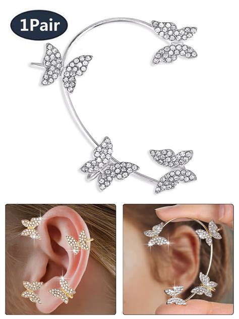 Spencer Zircon Butterfly Clip On Earrings For Women Comfortable Non