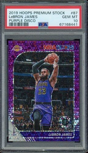 2019 20 Panini NBA Hoops Premium Stock Purple Disco Lebron James PSA 10