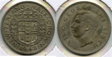 Weltm Nzen Crown New Zealand Half Coin King George Vi G