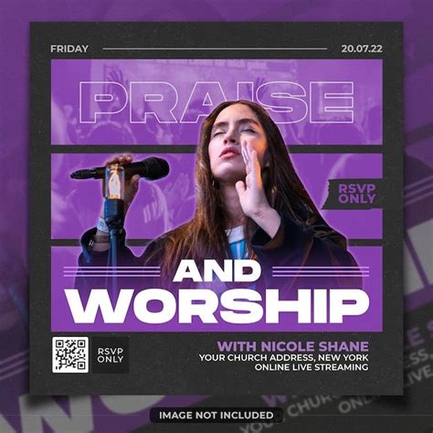 Premium Psd Praise And Worship Sunday Service Flyer Church Media Design Poster Template