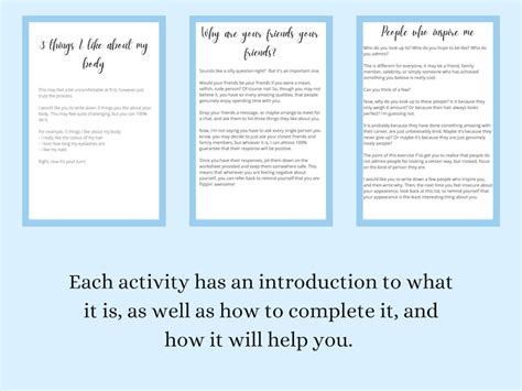 Body Positivity Workbook Body Dysmorphia Worksheet Body Etsy