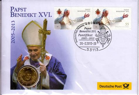 Vatikan Cents Auf Numisbrief Numisbrief Papst Benedikt Xvi