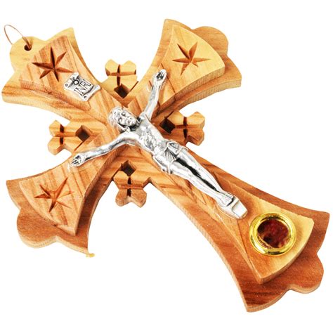 Olive Wood Mother Of Pearl Cross With Crucifix Incense