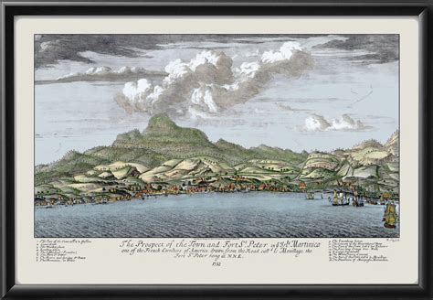 Saint-Pierre, Martinique 1732 - Vintage City Maps, Restored Views