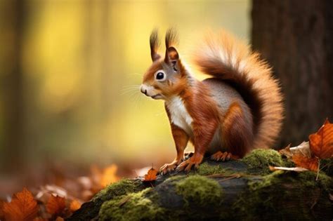 Premium AI Image | Red Squirrel in the autumn forest