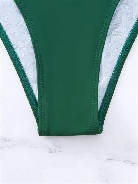 Color Block Bikini Set Surplice Bra High Waisted Bottom Piece Bathing Suit Shein Usa