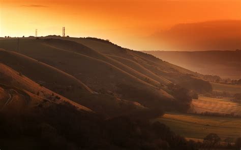 Wallpaper Sunlight Landscape Sunset Hill Sunrise Evening