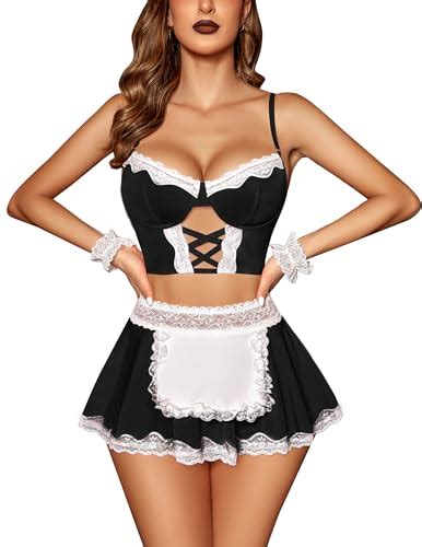 Avidlove Sexy Lingerie For Women Cosplay Lingerie Set Contrast Lace Maid Costume Set 5pack