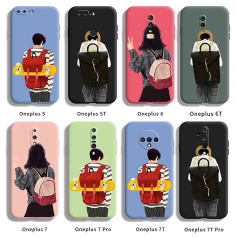 For Oneplus 5 5t 6 6t 7 Pro 7t Pro Case With Cartoon Couple Cute Back