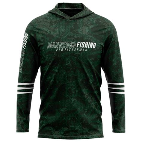 Camiseta Mar Negro Fishing Sublimada Estonada Verde Capuz Loja De