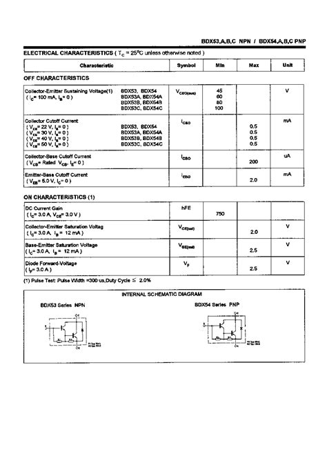 Bdx C Datasheet Pages Mospec Power Transistors A V W