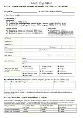 Fillable Online Registration Forms Teach International Fax Email