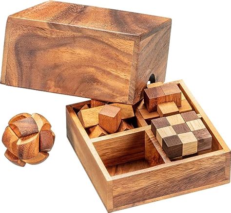 Zederello Knobel Spiel Box Mit Logik Spielen In Holz Verpackung