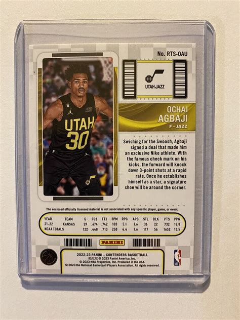 Panini Contenders Ochai Agbaji Rookie Ticket Patch Rts Oau Ebay