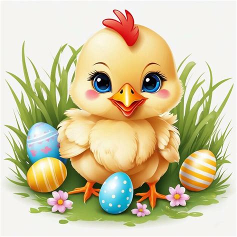 Premium Photo Vector Cute Funny Baby Chicken With Easter Egg On White