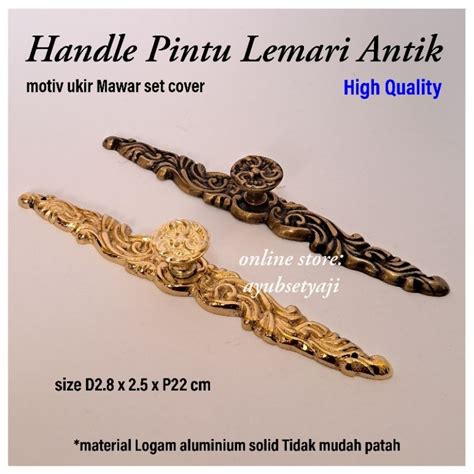 Jual Handle Pintu Lemari Knob Mawar Set Cover Panjang Tarikan Laci