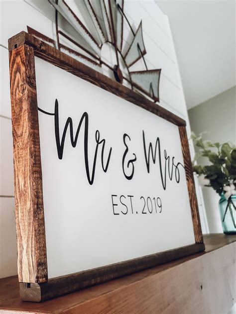 Mr And Mrs Sign Mr And Mrs Wood Sign Established Date Sign Etsy