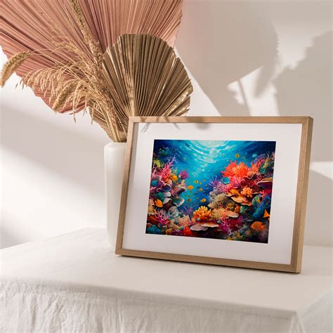 Colorful Coral Reef Oil Painting Digital Download, Nautical Sea Life ...