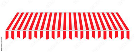 Striped Red Awning Isolated On White Background Realistic Vector