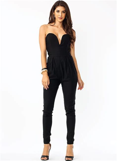 Take The Plunge Strapless Jumpsuit Rompers Dressy Casual