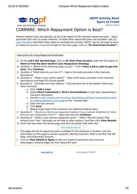 SOLUTION: Compare which repayment option is best - Studypool