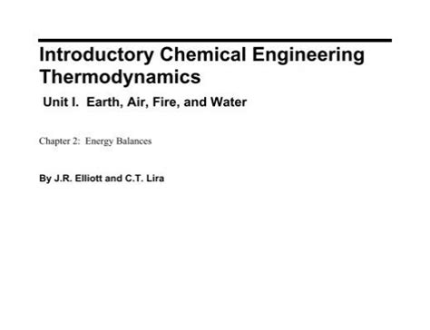 Introductory Chemical Engineering Thermodynamics