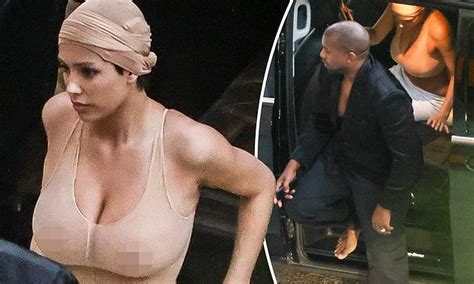 Kanye West S Busty Wife Bianca Censori Turns Heads With VERY Revealing Nude Top Daily Mail