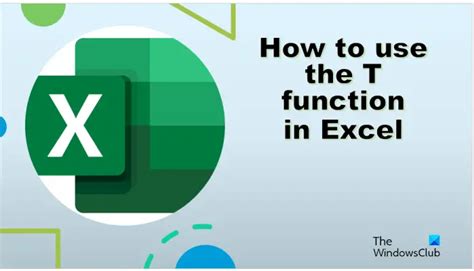 How To Use T Function In Excel